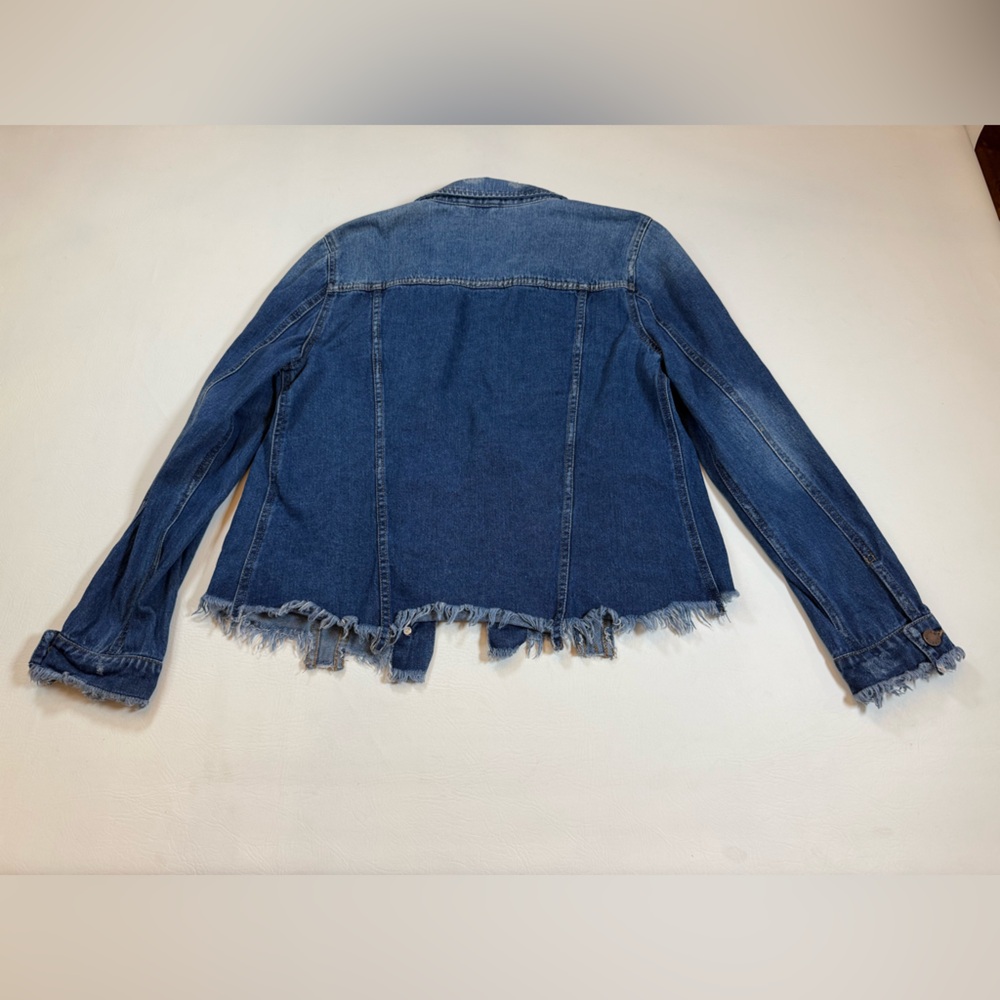 WILLIAM RAST Frayed Denim Trucker Jacket size women’s large (bin T) - Picture 4 of 11